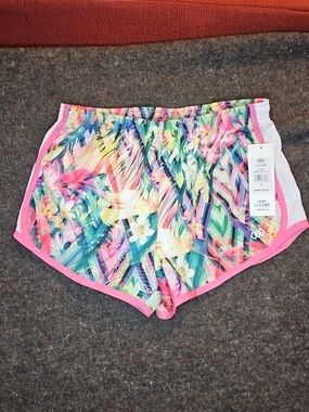 Tropical Floral Athletic Shorts with Pink Trim Legend Womens Nwt